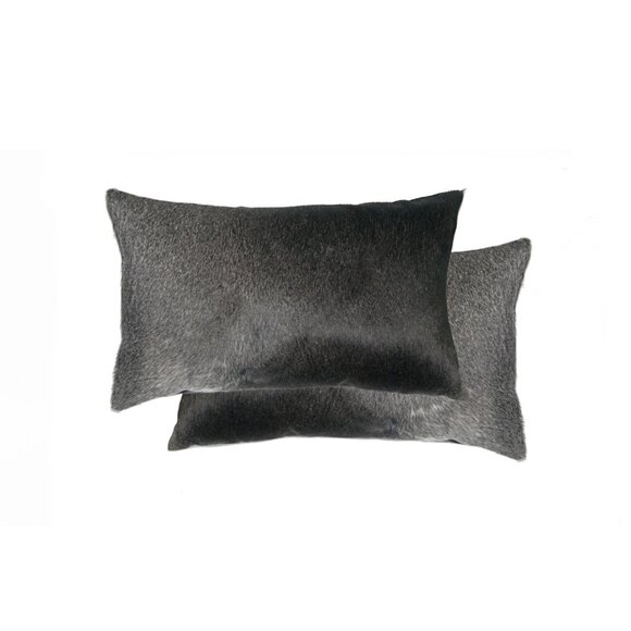 Natural Home Decor Torino Kobe Cowhide Pillow | 2-Piece | Grey & white | 12"x20" - Picture 1 of 2